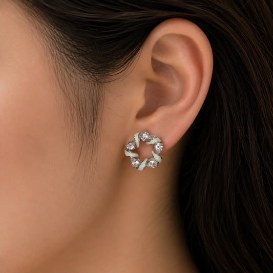 Cubic Zirconia Swirl Star Studs