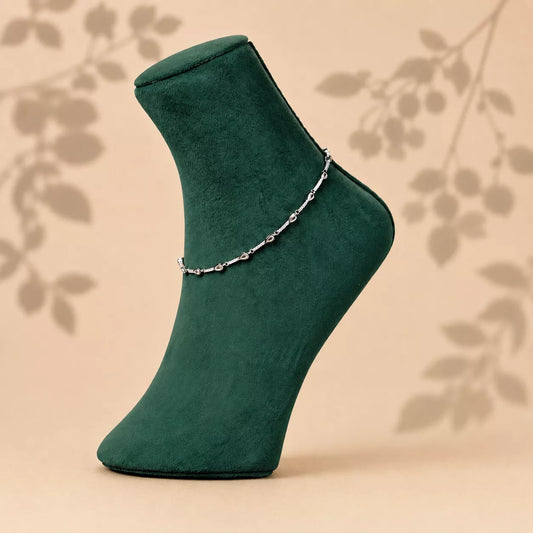Moondrop Elegance Sterling Silver Anklet Pair