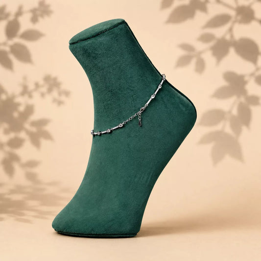 Moondrop Elegance Sterling Silver Anklet Pair