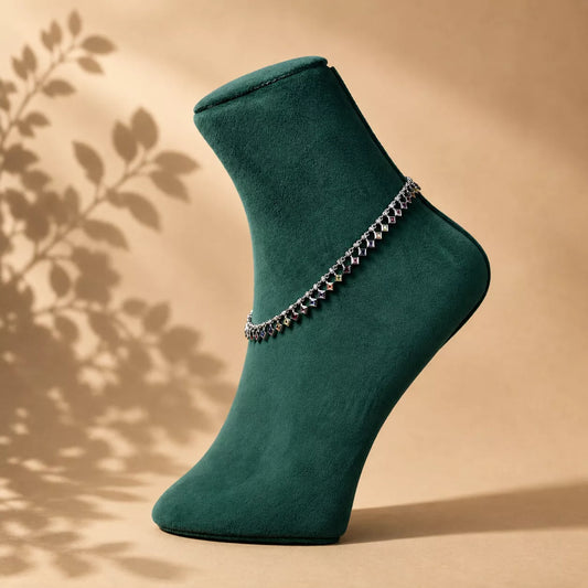 Prism Royale Sterling Silver Anklet Pair