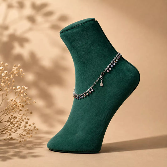 Prism Royale Sterling Silver Anklet Pair