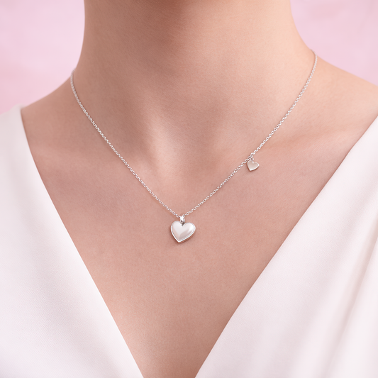 Minimal Love Zircon Silver Heart Necklace