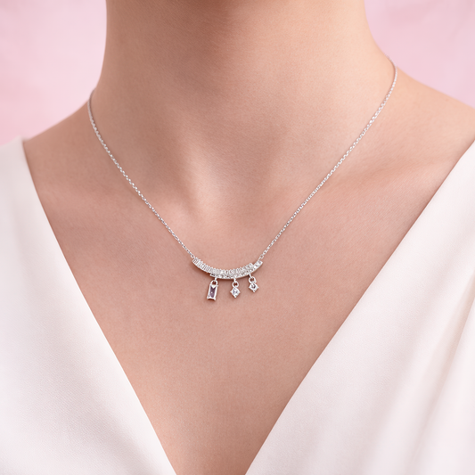 Delicate Charm Zircon Silver Necklace