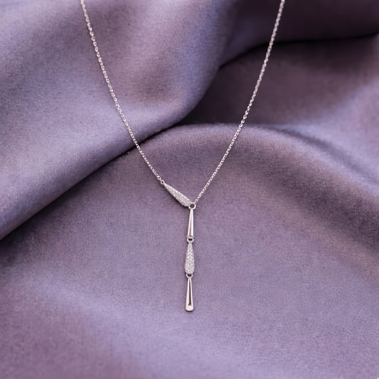Elegant Drop Zircon Silver Necklace