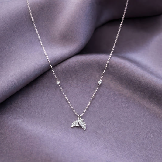 Angel Wings Zircon Silver Necklace