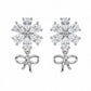 Crystal Blossom Bow Drop Stud Earrings
