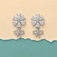 Crystal Blossom Bow Drop Stud Earrings