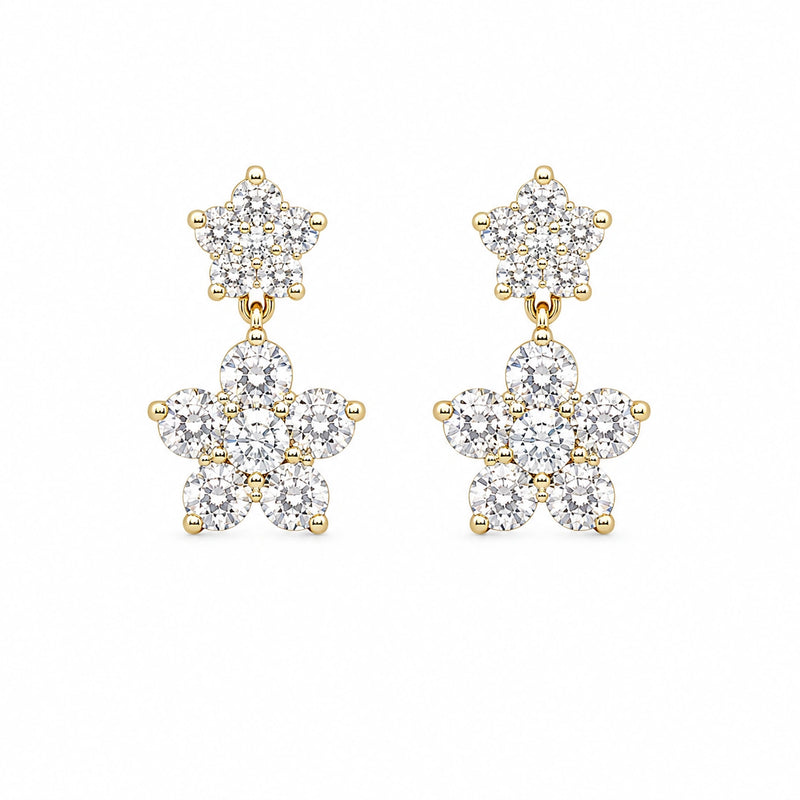 Crystal Blossom Drop Stud Earrings