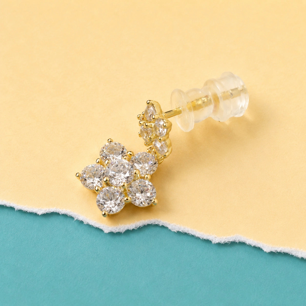 Crystal Blossom Drop Stud Earrings