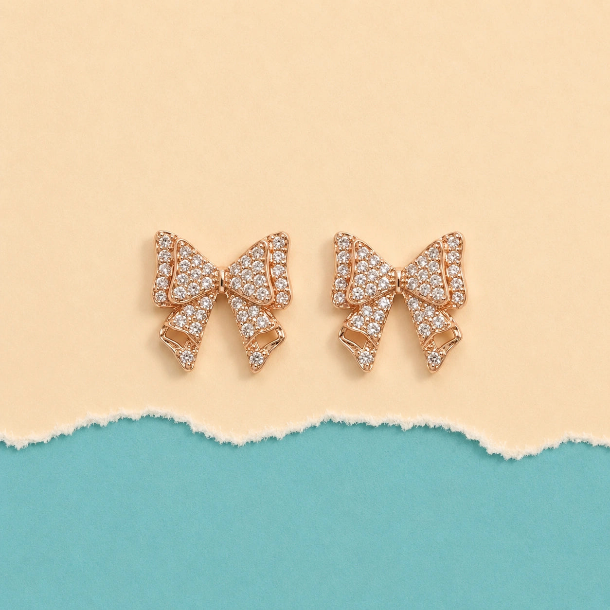 Rose Gold Bow Stud Earrings