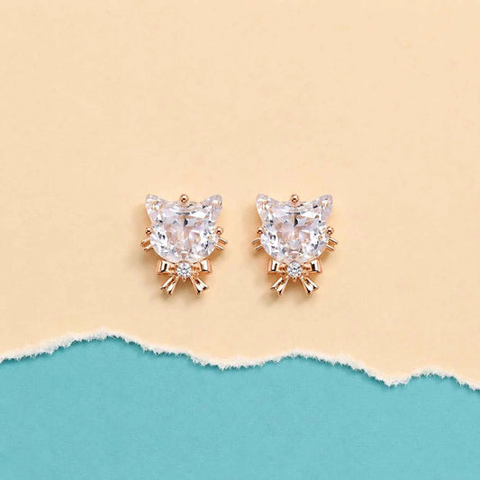 Rose Gold Kitty Cat Stud - 925 Silver Jewelery