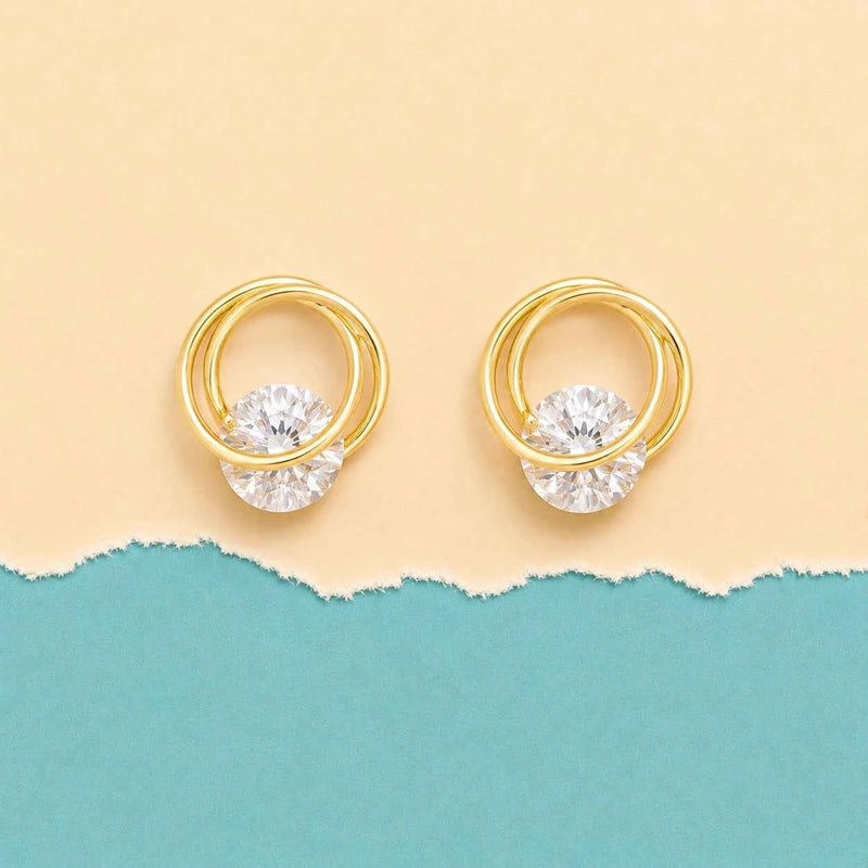 Gold Circle Stud - 925 Silver Jewelery