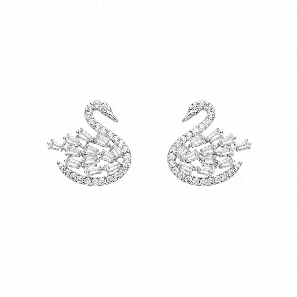 Elegant Crystal Swan Stud Earrings