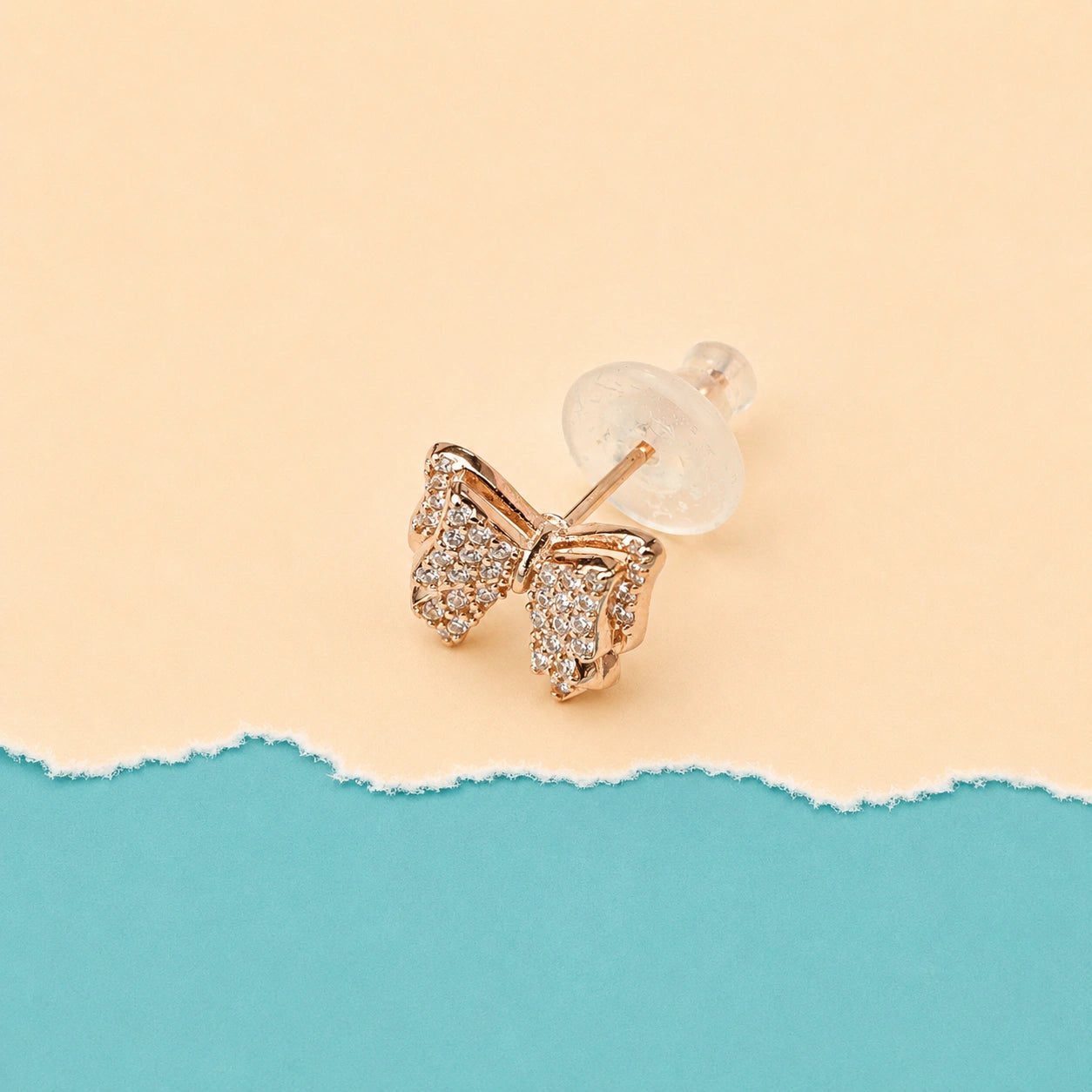 Rose Gold Bow Stud Earrings
