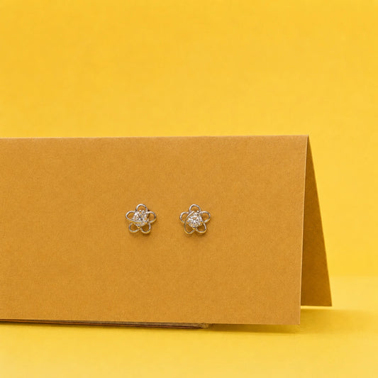 Elegant Flower Silver Earrings