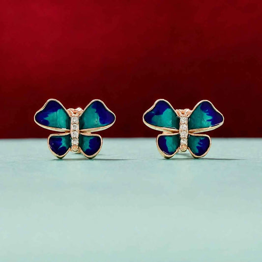 Elegant Rose Gold Butterfly Earrings