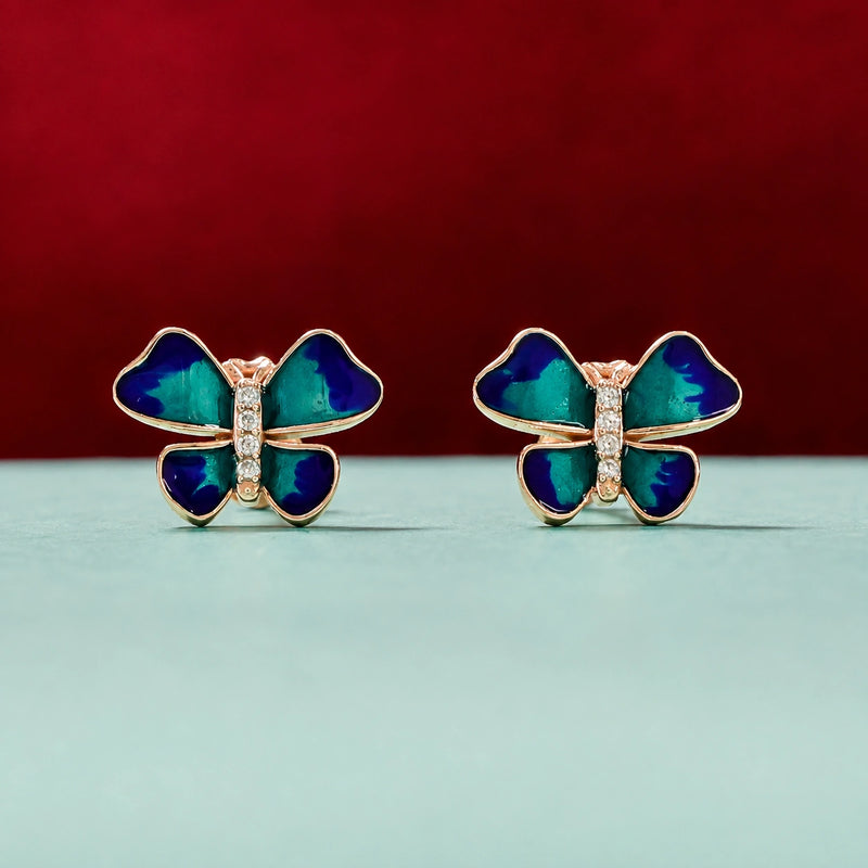 Elegant Rose Gold Butterfly Earrings