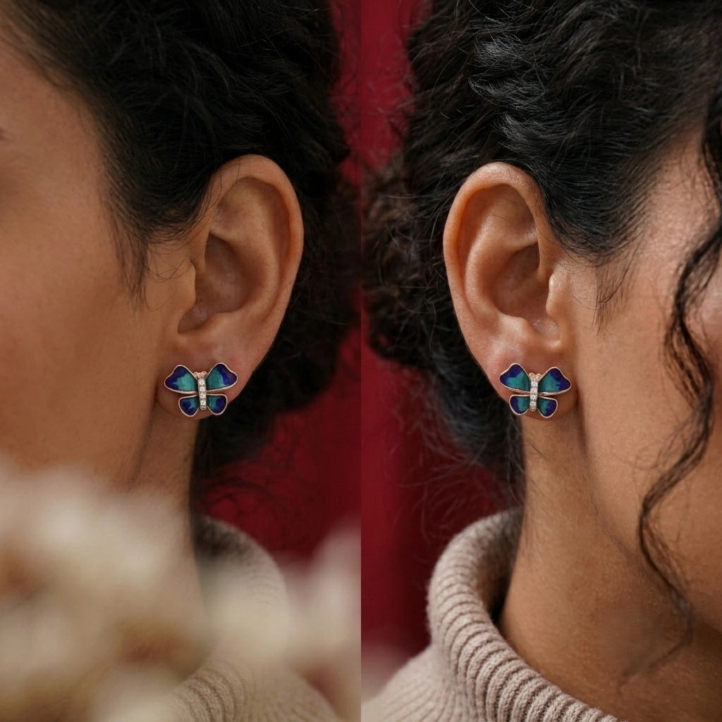 Elegant Rose Gold Butterfly Earrings