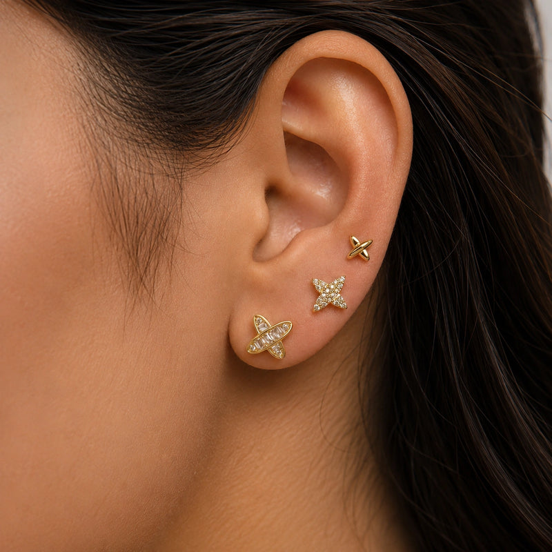 Elegant X-Shape Side Earrings