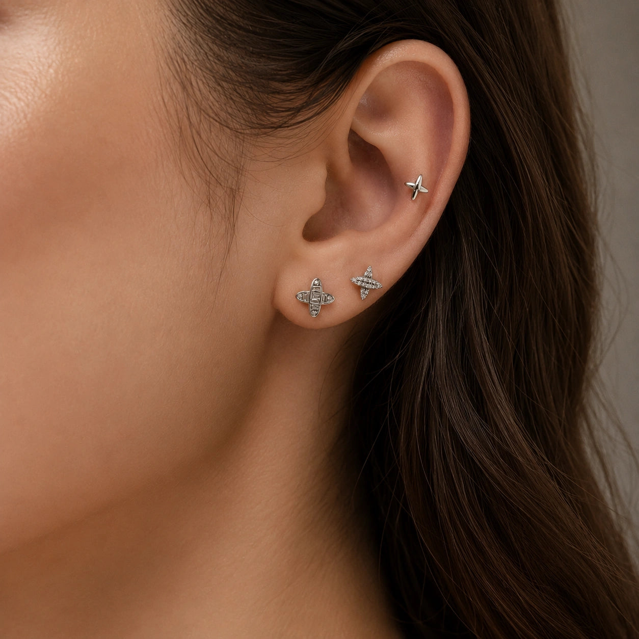 Elegant X-Shape Side Earrings