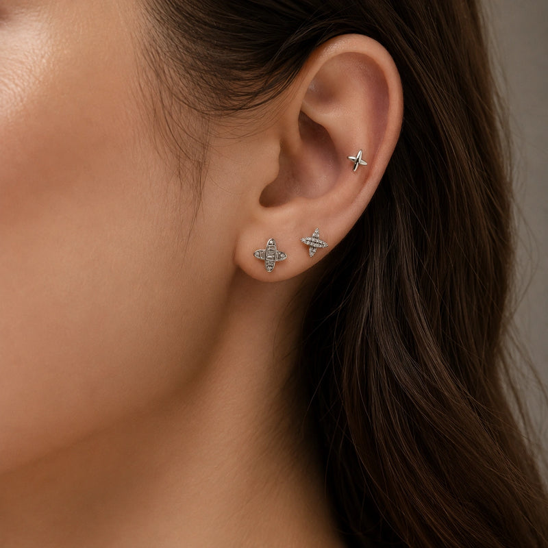 Elegant X-Shape Side Earrings