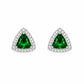 Emerald Trinity Halo Stud Earrings