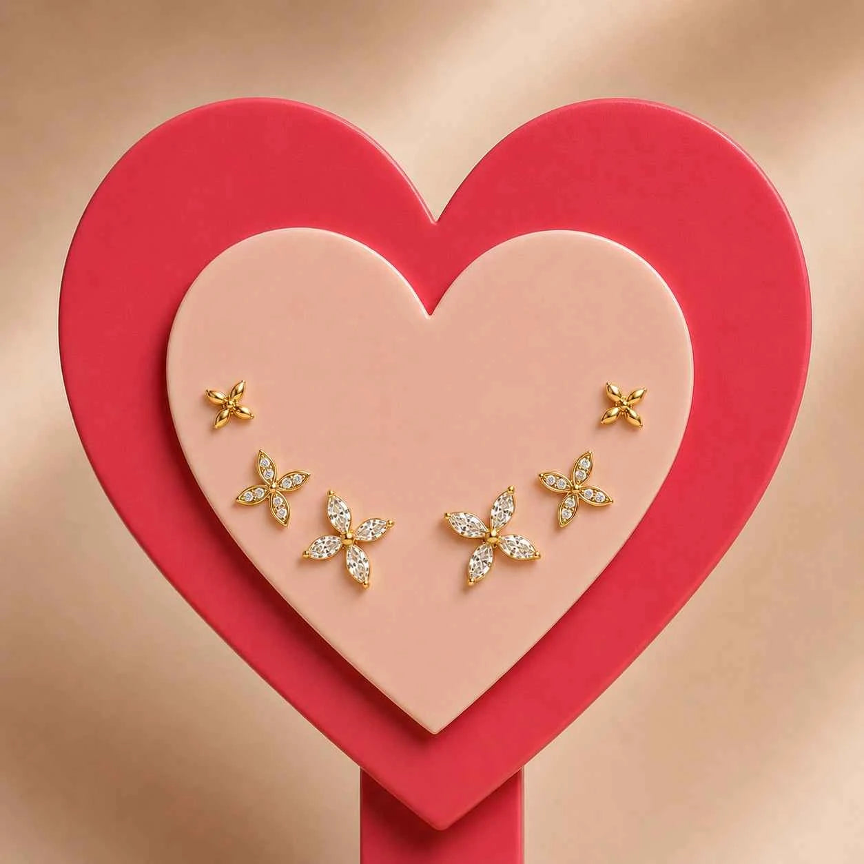 Four-Petal Floral Side Earrings