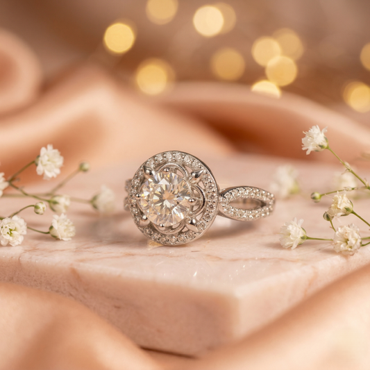 Celestia Halo Twist Silver Ring