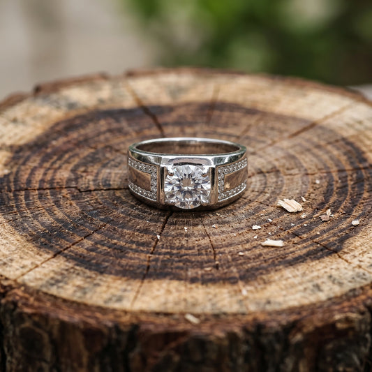 Classic Solitaire Ring with Pavé Side Accents