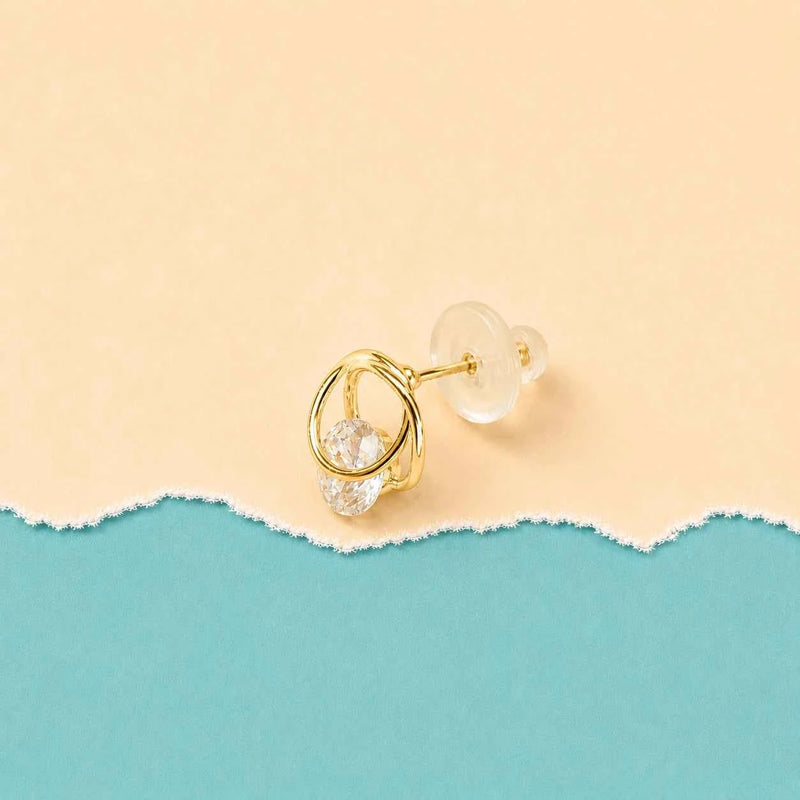 Gold Circle Stud - 925 Silver Jewelery