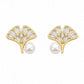 Ginkgo Pearl Stud Earrings