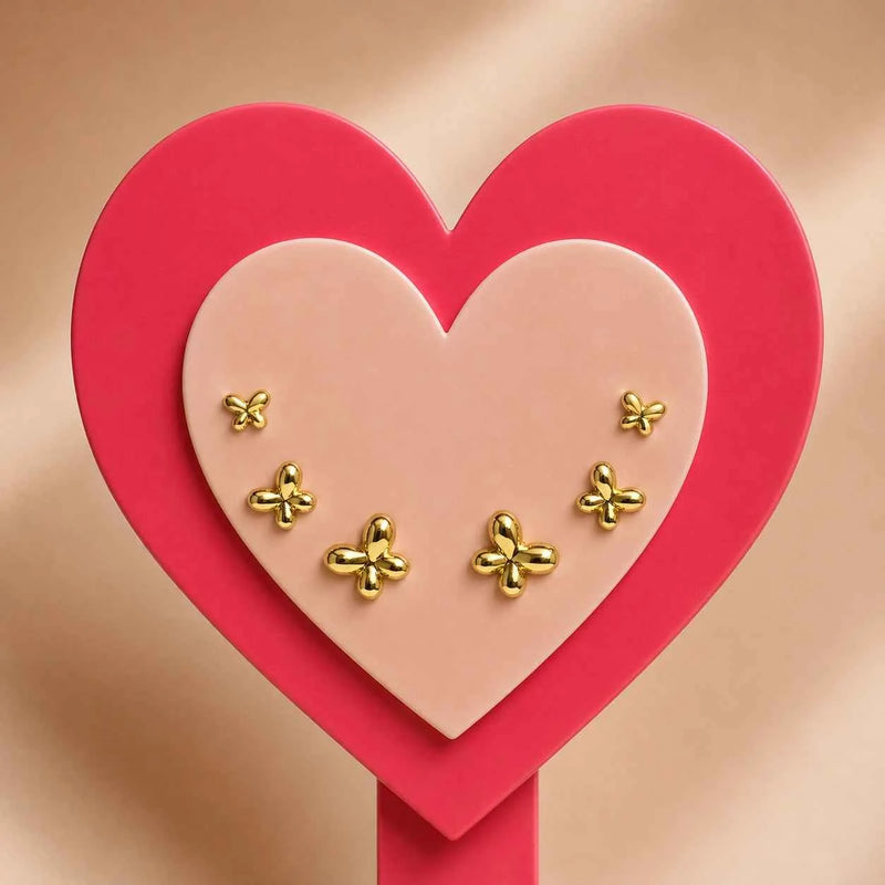 Gold Clover Stud Earrings