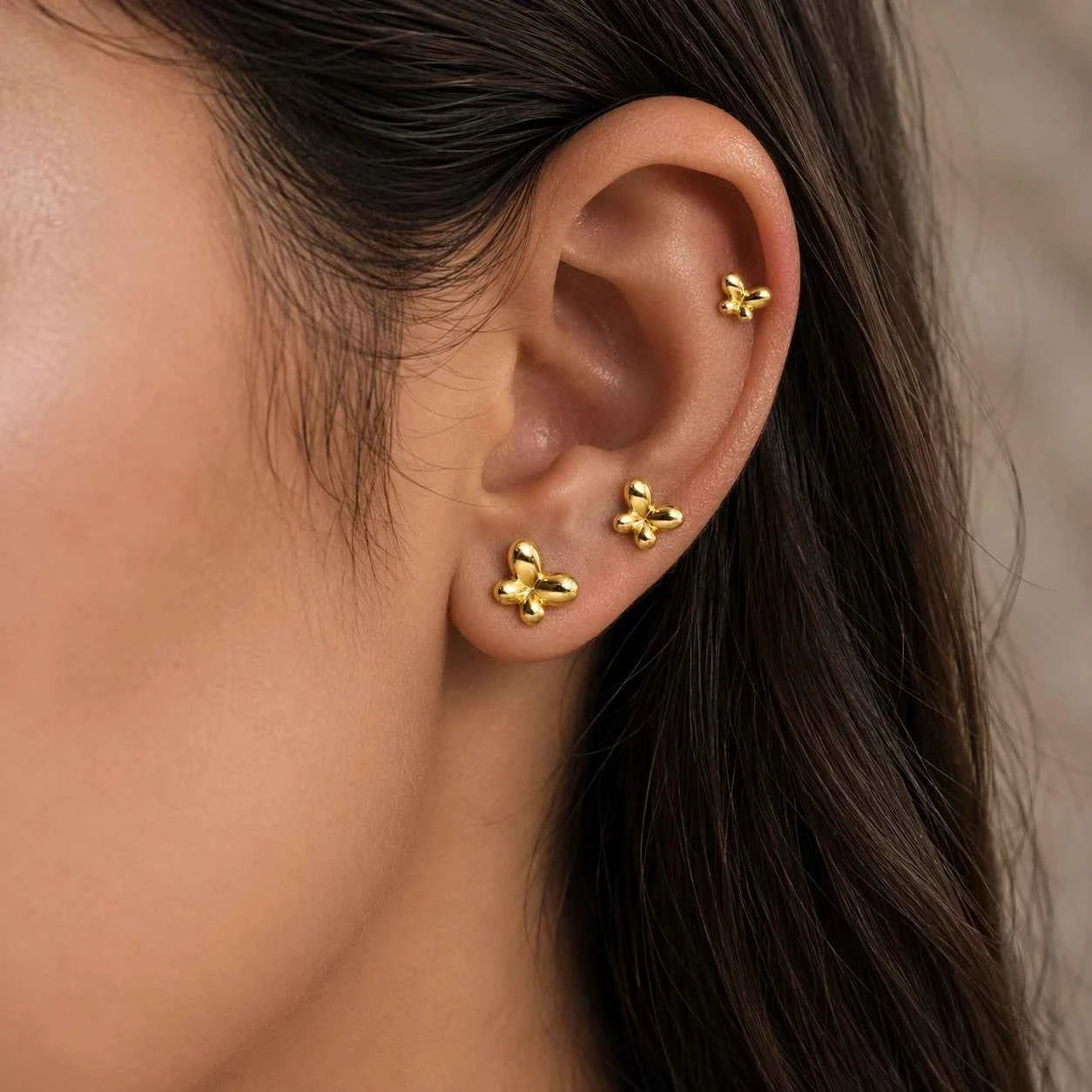 Gold Clover Stud Earrings