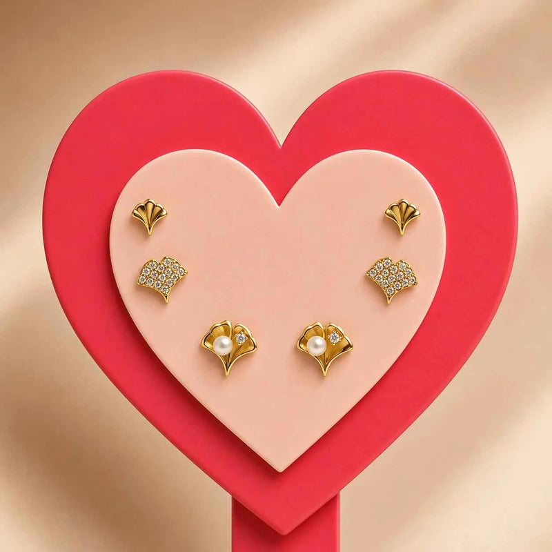 Gold Ginkgo Side Earring Collection