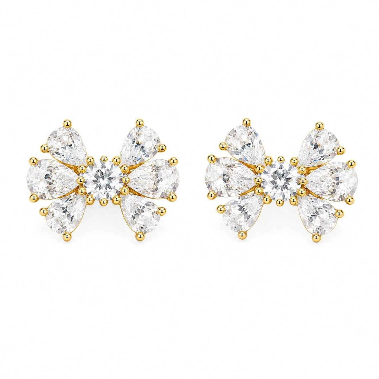 Golden Blossom Bow Stud Earrings