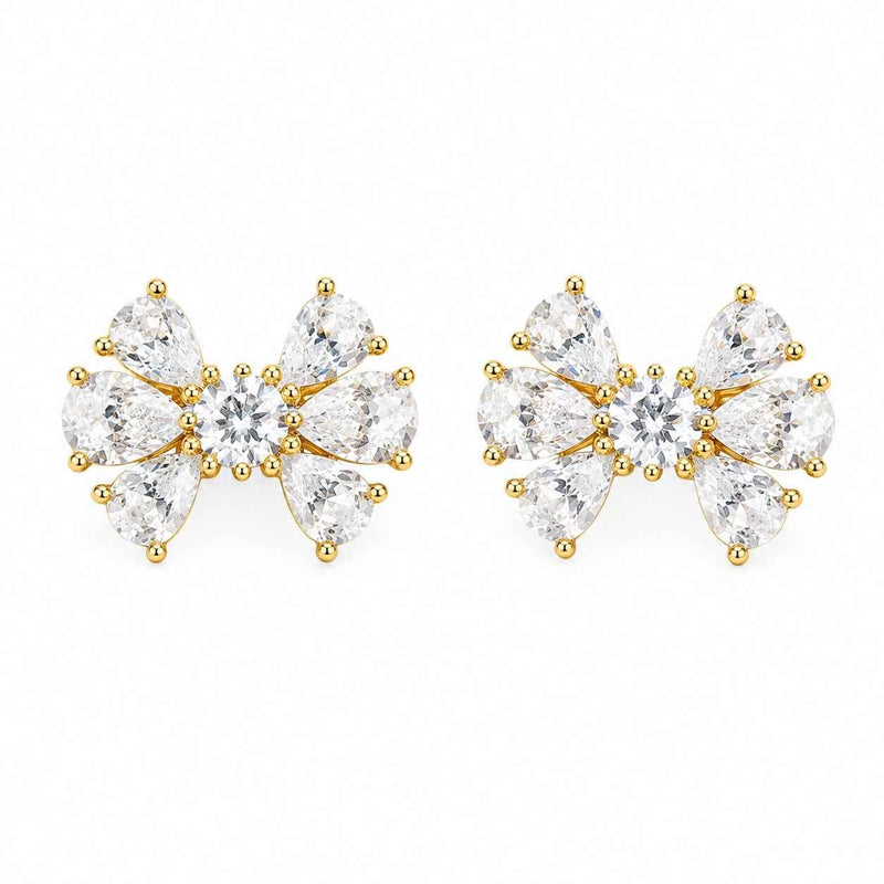 Golden Blossom Bow Stud Earrings