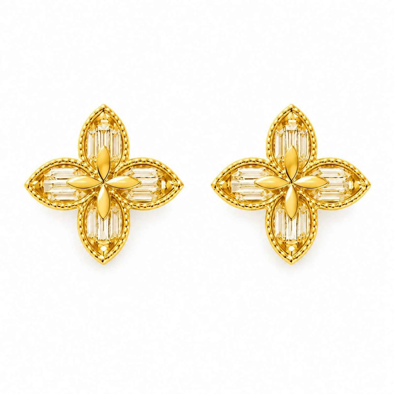 Golden Blossom Floral Stud Earrings