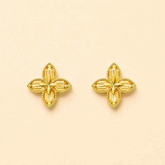 Golden Blossom Floral Stud Earrings