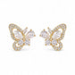 Golden Butterfly Crystal Stud Earrings