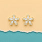 Golden Crystal Blossom Stud Earrings