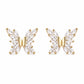 Golden Flutter Butterfly Stud Earrings