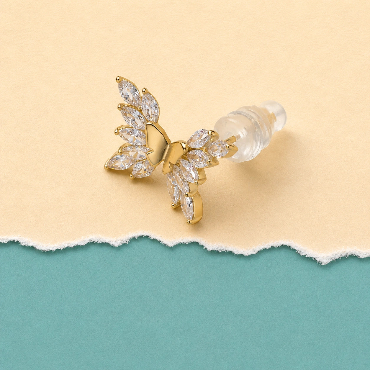 Golden Flutter Butterfly Stud Earrings
