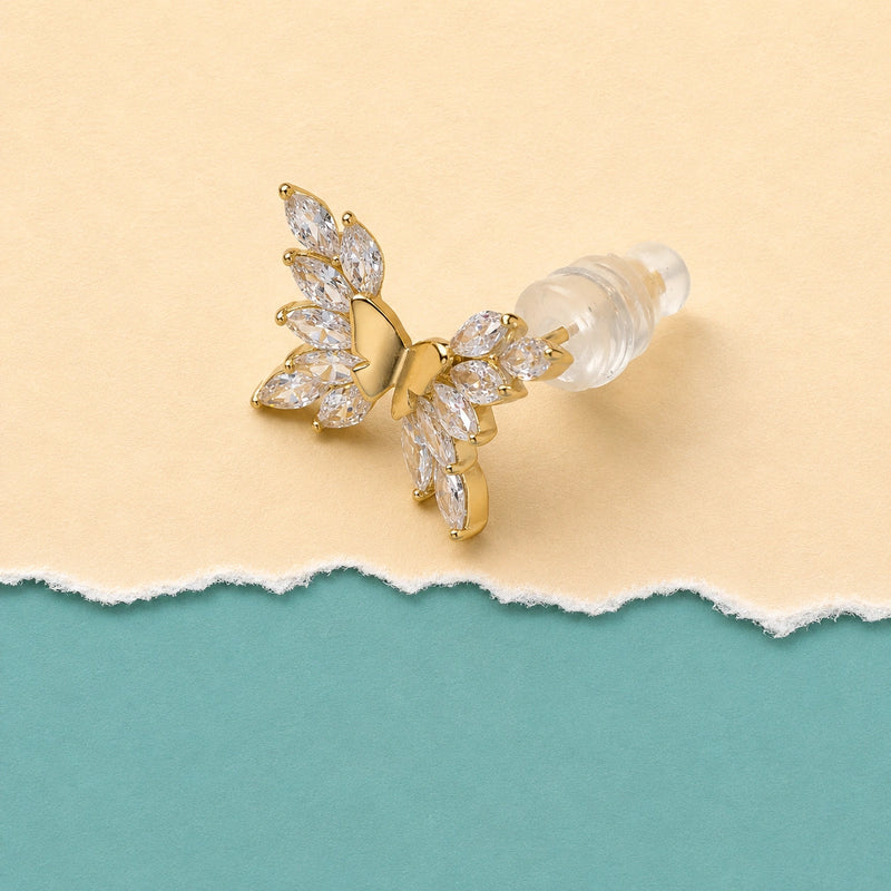 Golden Flutter Butterfly Stud Earrings