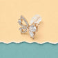 Golden Flutter Crystal Butterfly Stud Earrings
