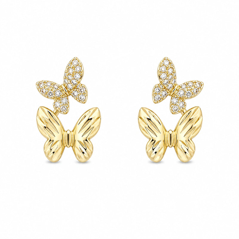 Golden Flutter Duo Butterfly Stud Earrings
