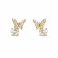 Golden Flutter Solitaire Stud Earrings