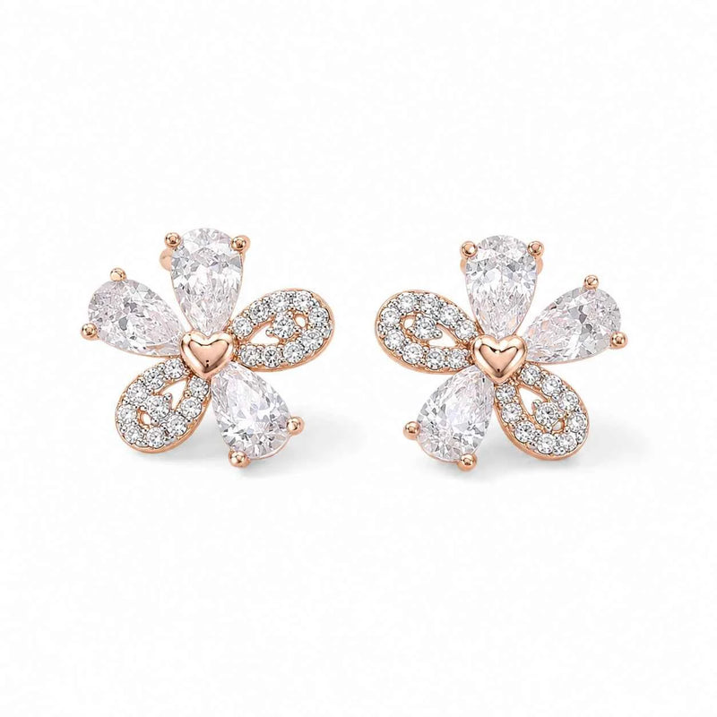 Golden Heart Bloom Stud Earrings