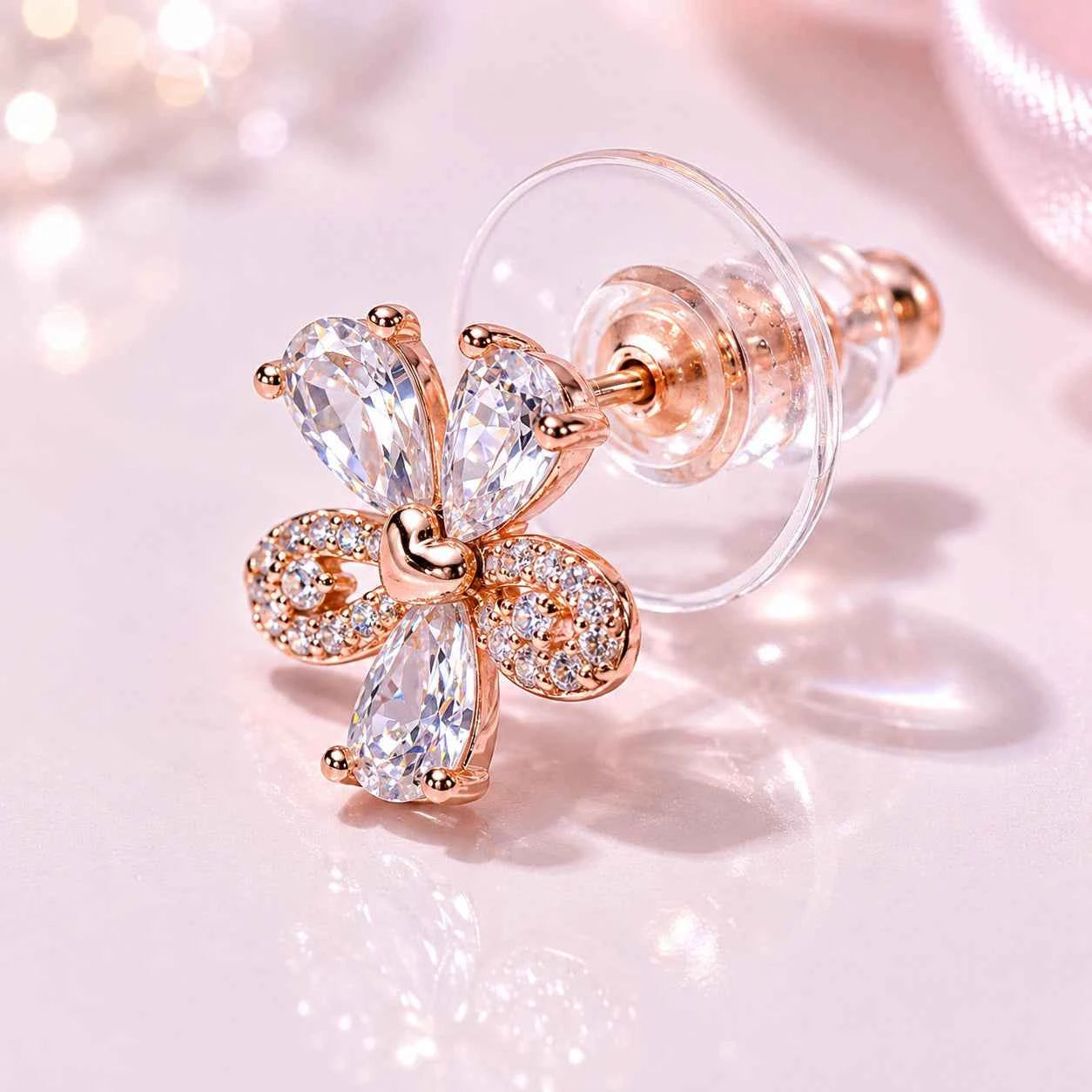 Golden Heart Bloom Stud Earrings