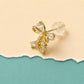 Golden Ribbon Sparkle Drop Stud Earrings