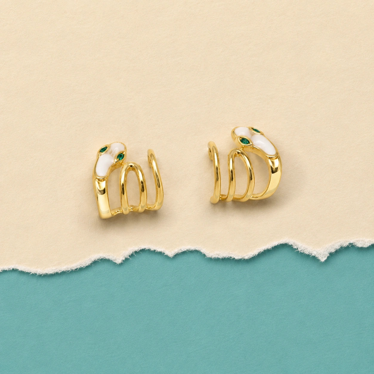 Golden Serpent Coil Huggie Earrings